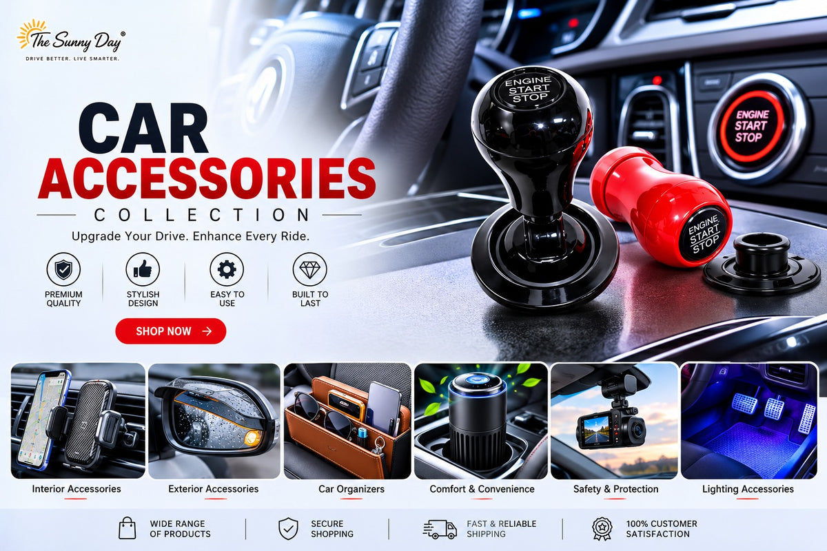 Car Start Stop Button Cover – Universal Push Start Engine Button Knob, Black & Red