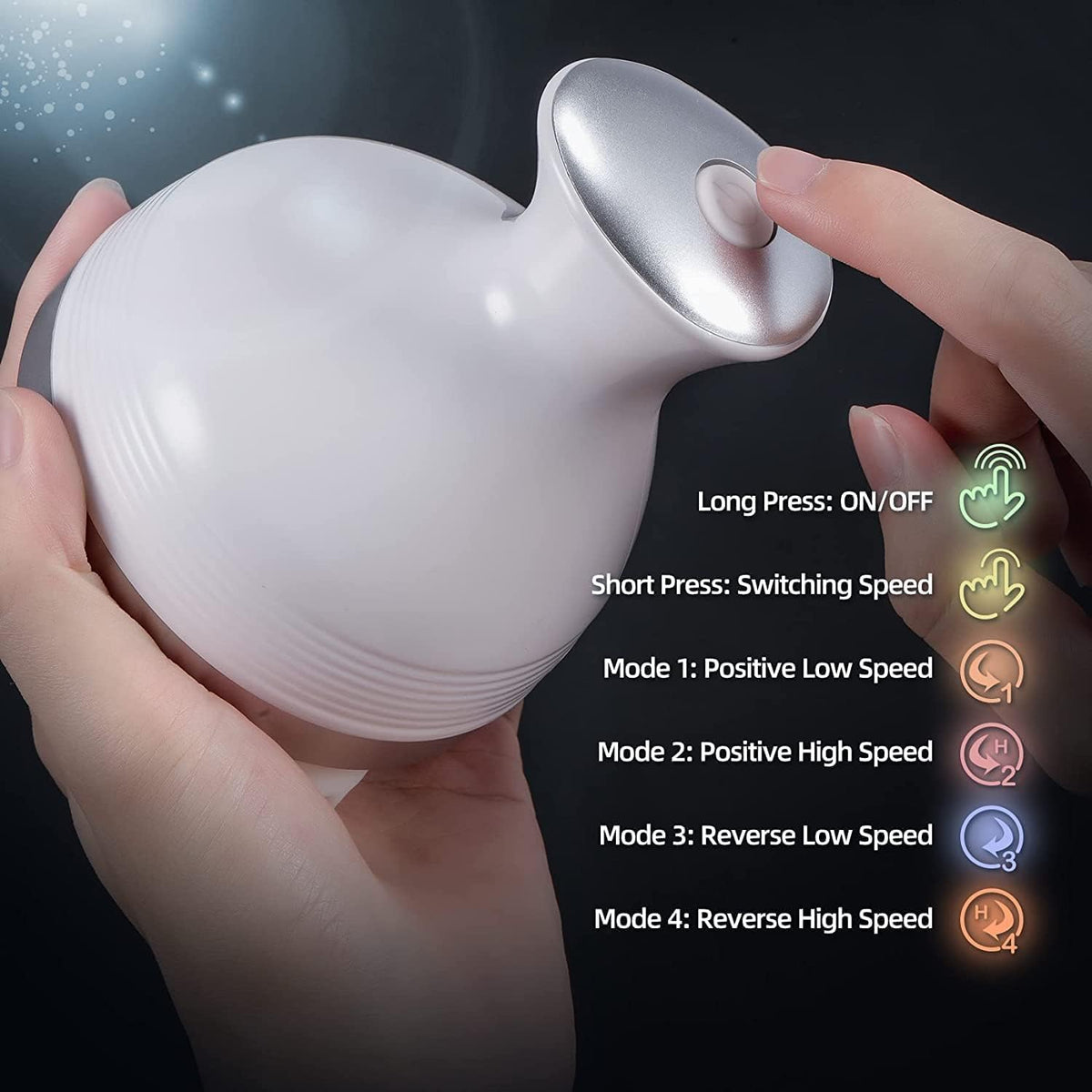 Electric Scalp Massager – Rechargeable Waterproof Head Massager with 4 Rotating Nodes