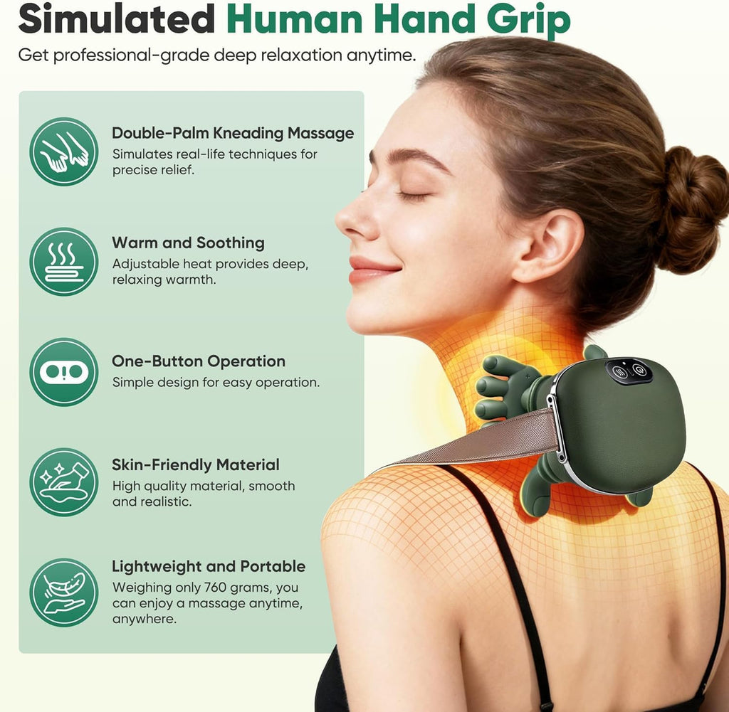 Electric Neck & Shoulder Massager Machine with Heat – 4D Kneading