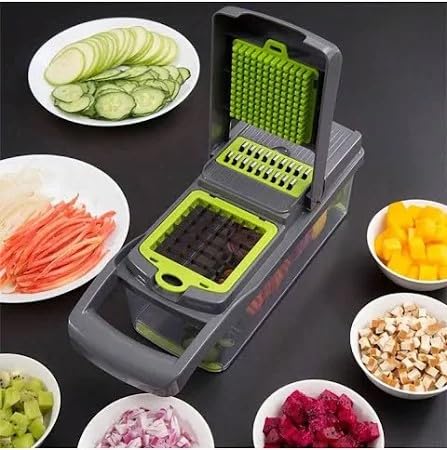 8 in 1 Manual Vegetable Chopper Cutter with 8 Blades – Dicer, Slicer & Grater